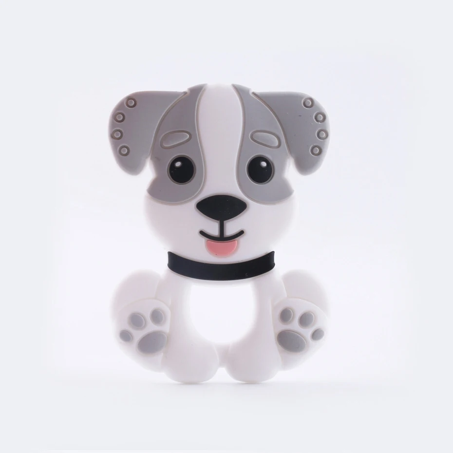 Gray Dog 1 шт., силиконовый Прорезыватель для зубов, собачка, миниатюрный стержень, подвеска для кормления, ожерелье, подвеска, пищевые силиконовые бусины, грызун, детские игрушки для укуса, bopobo - Цвет: Gray Dog