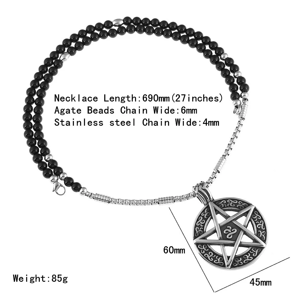 Звезда Пентаграмма пентаграмма Pagan Wiccan ведьма Готический кулон ожерелье с черным