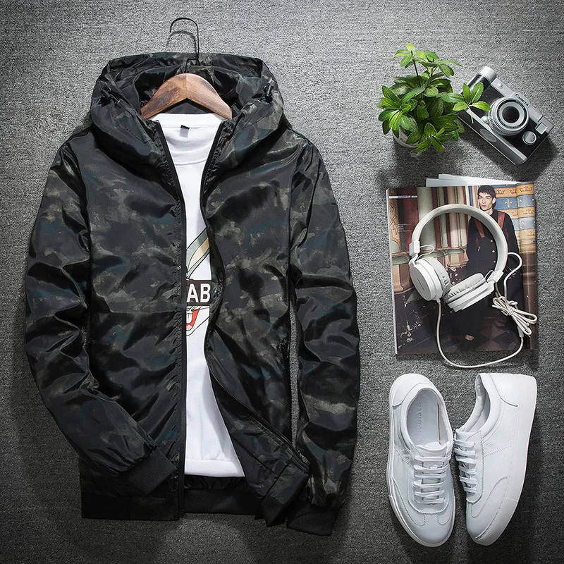 Jacket Men's Large Size S-4XL Hooded Slim Fashion Design Camouflage Print coat Casual Spring Autumn Outdoor Sports | Мужская одежда