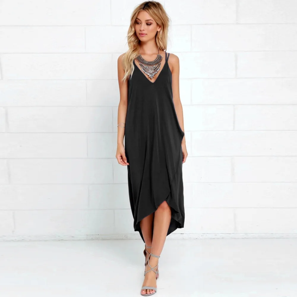 Женское летнее Boho Длинное Макси С АСИММЕТРИЧНЫМ ПОДОЛОМ Вечернее свободное