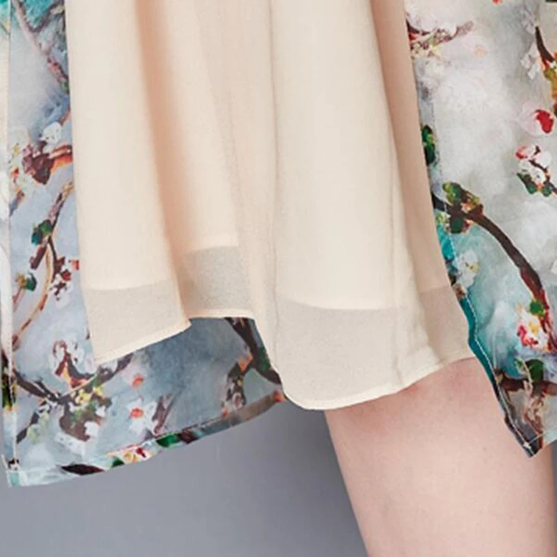 

Women Nice Summer Retro Print Two Pieces Loose Dress Sleeveless Round Neck Large Size Long Dress Fashion New LU45