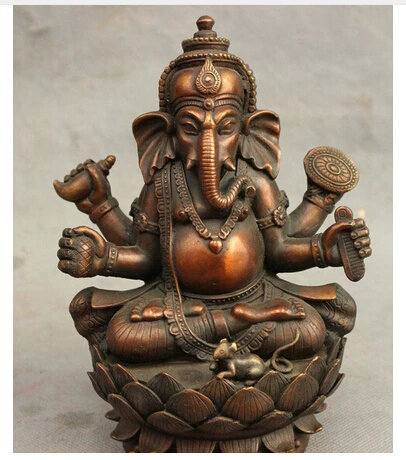 

6 Tibet Buddhimt Pure Bronze Ganapati Ganesh Lord Ganesha Elephant Buddha Crafts Home Furnishing Arts pure copper