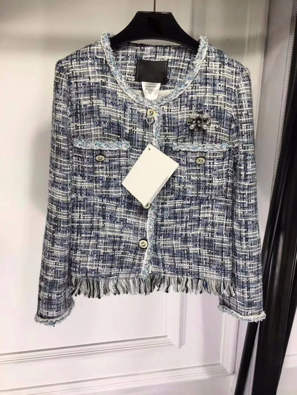 Женская твидовая куртка потрясающая casaco feminino модная chaqueta mujer элегантная jaqueta feminina