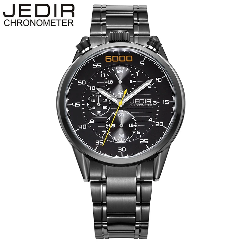 JEDIR Новый пилот Мужская хронограф наручные часы водонепроницаемые Дата Топ