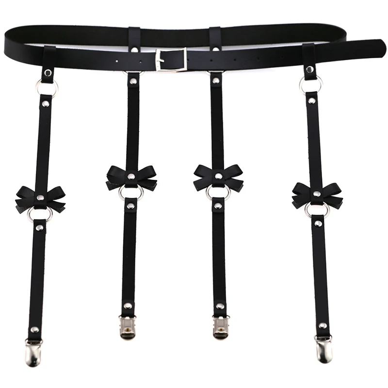 

PU leather bow garter street dance nightclub sexy leg ring hosiery clip anklet
