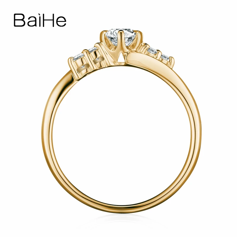 Женское кольцо для помолвки BAIHE однотонное Золотое 10 к (AU417) 0 25 карат|Кольца| |
