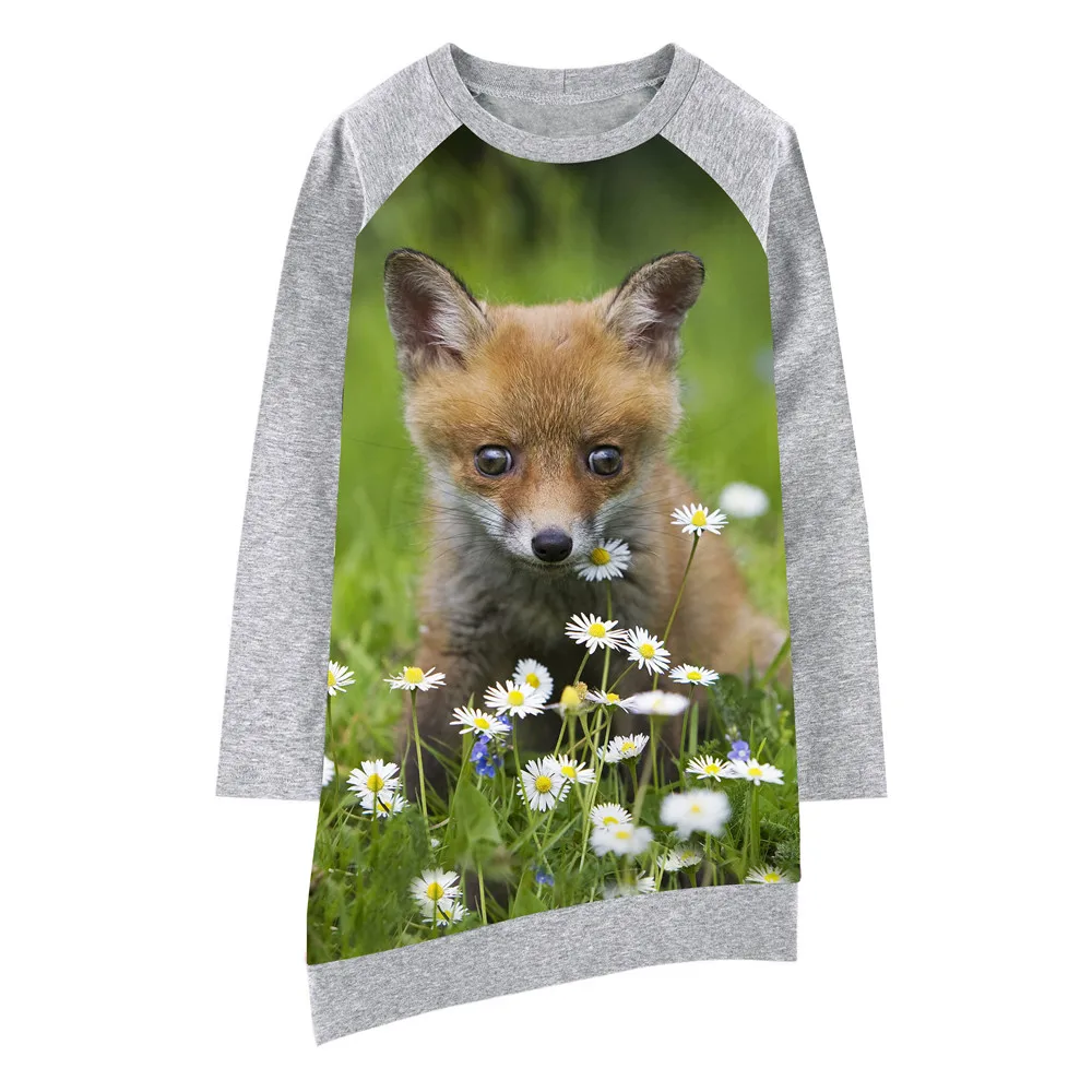 kids fashion baby Girls Dress nice Little fox printing Children dress Autumn European and American 2018 Style Brand Baby | Детская