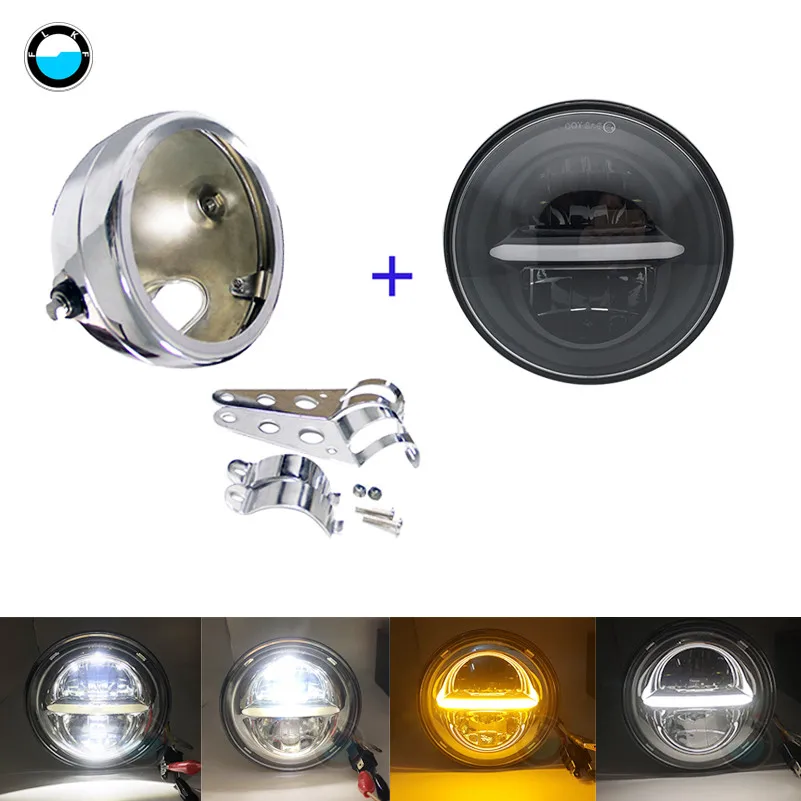 Combo 2A Новейший 5,7" светодиодный фонарь для мотоцикла с 5,75 дюймовым корпусом лампы для Dyna Sportster Softail - Цвет: Combo 2A