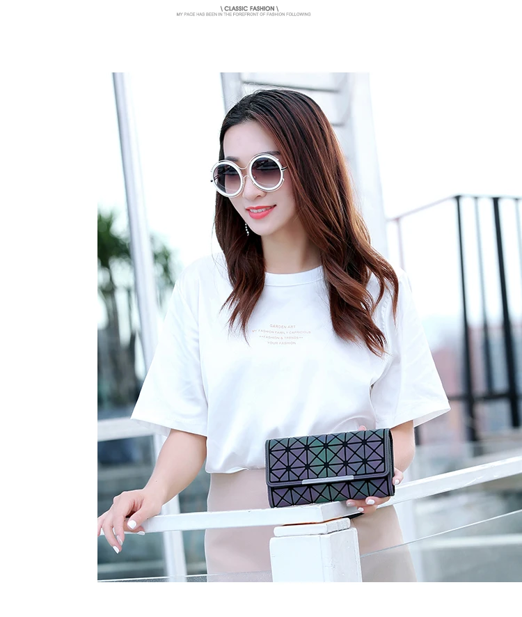 Luminous Wallets Card Holder Wallet Women Long Clutch Small Purses Lattice Standard Wallets Noctilucent Bag carteir