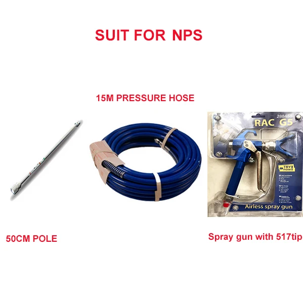 Professional aftermarket airless sprayer parts 20m high pressure hose 50cm extend pole spray gun with 517 tip painting set