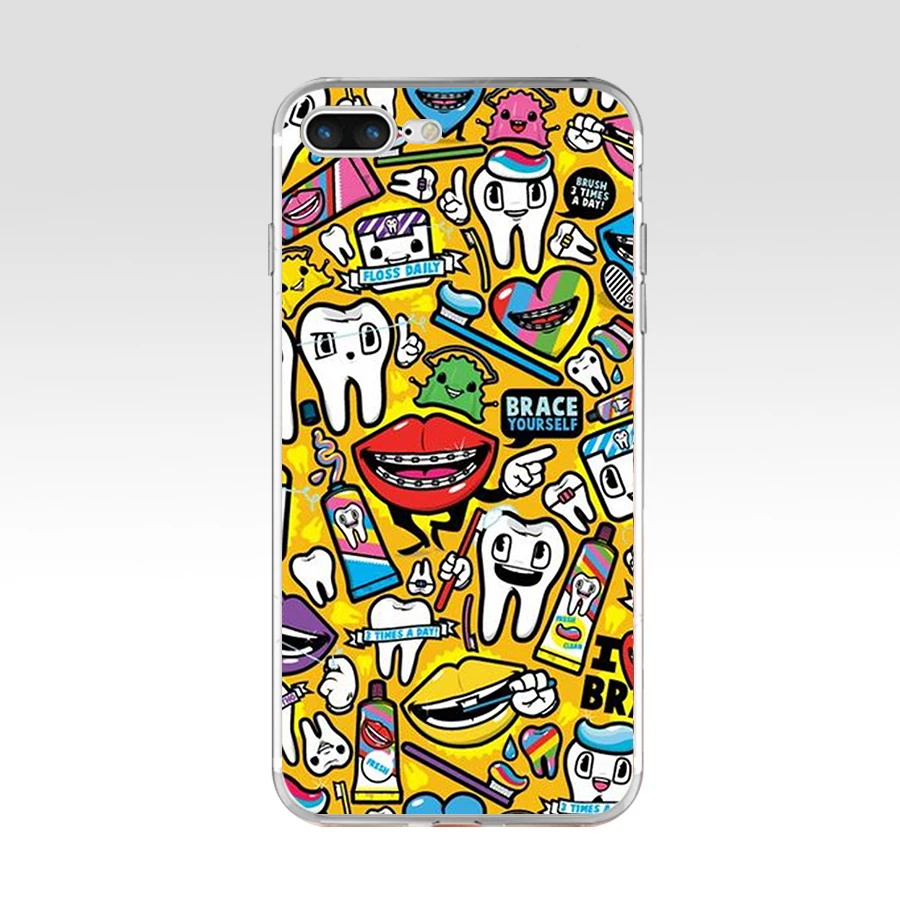 Мягкий силиконовый чехол для Apple iPhone 6 6s 7 8 plus 140AQ Kawaii Tooth Love|Бамперы| |