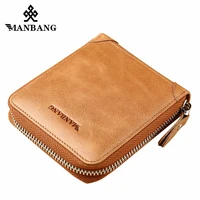 manbang men wallets genuine leather short coin purse small vintage walet mens purse zipper cion pocket card holder men wallets