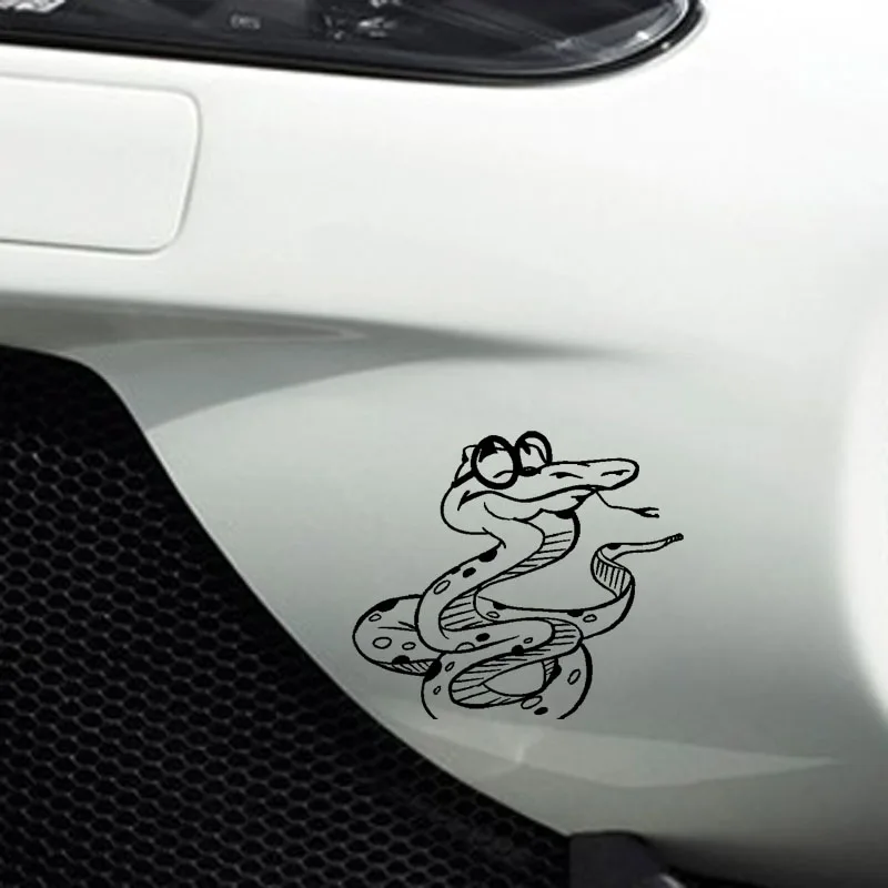 

YJZT 15.5CM*13.5CM Cartoon Snake Brief Stroke Artistic Lovely Vinyl Decal Car Sticker Black/Silver C19-1120