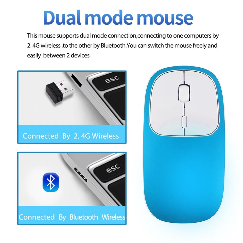 Беспроводная перезаряжаемая мышь ZELOTES 2 4 ГГц Bluetooth USB приемник мини мыши