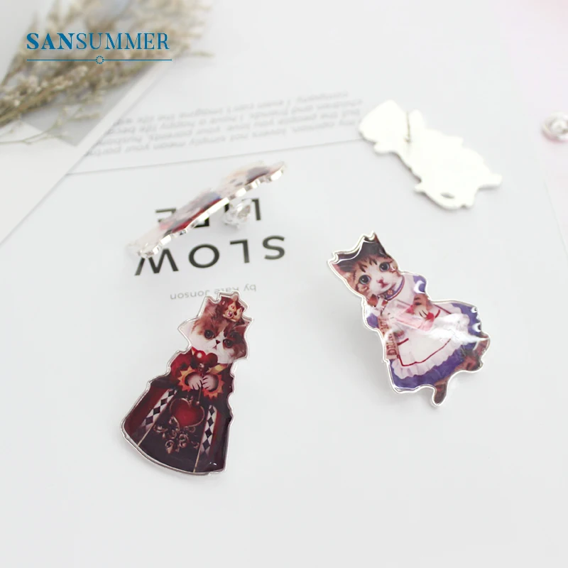 SANSUMMER новая Брошь для женщин креативный мультфильм милый кот серия металлическая брошь ювелирный значок модная забавная серия брошь подарок 020