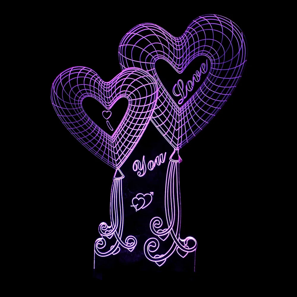 Я люблю тебя 3D Сладкий Любовник Сердце ночные светильники Led USB лампа