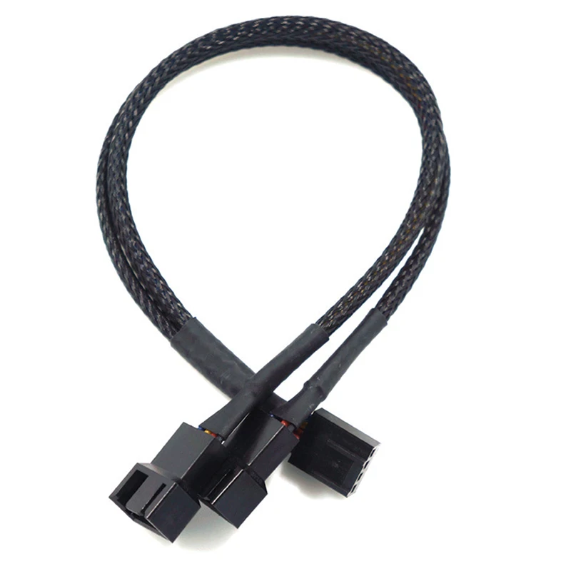 1PCS 4 Pin Pwm кабель вентилятора от 1 до 2/3/4 подъездных путей разветвитель черного цвета с длинными рукавами 27 см Удлинительный кабель Разъем 4Pin PWM удлинители - Цвет: 1PCS