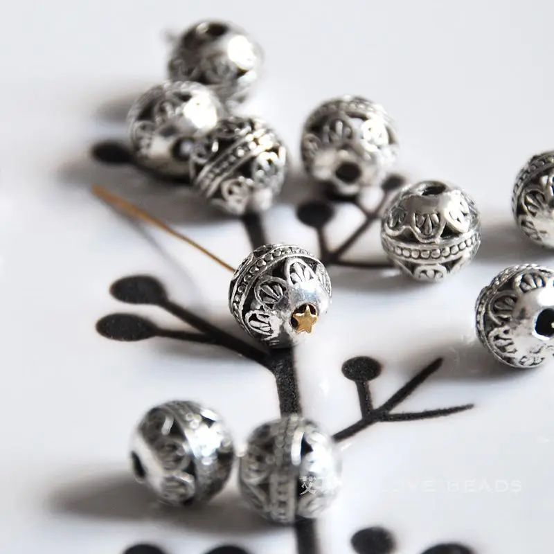 Оптовая продажа 20 шт./лот круглые бусины из тибетского серебра 8 мм|spacer 8mm|round