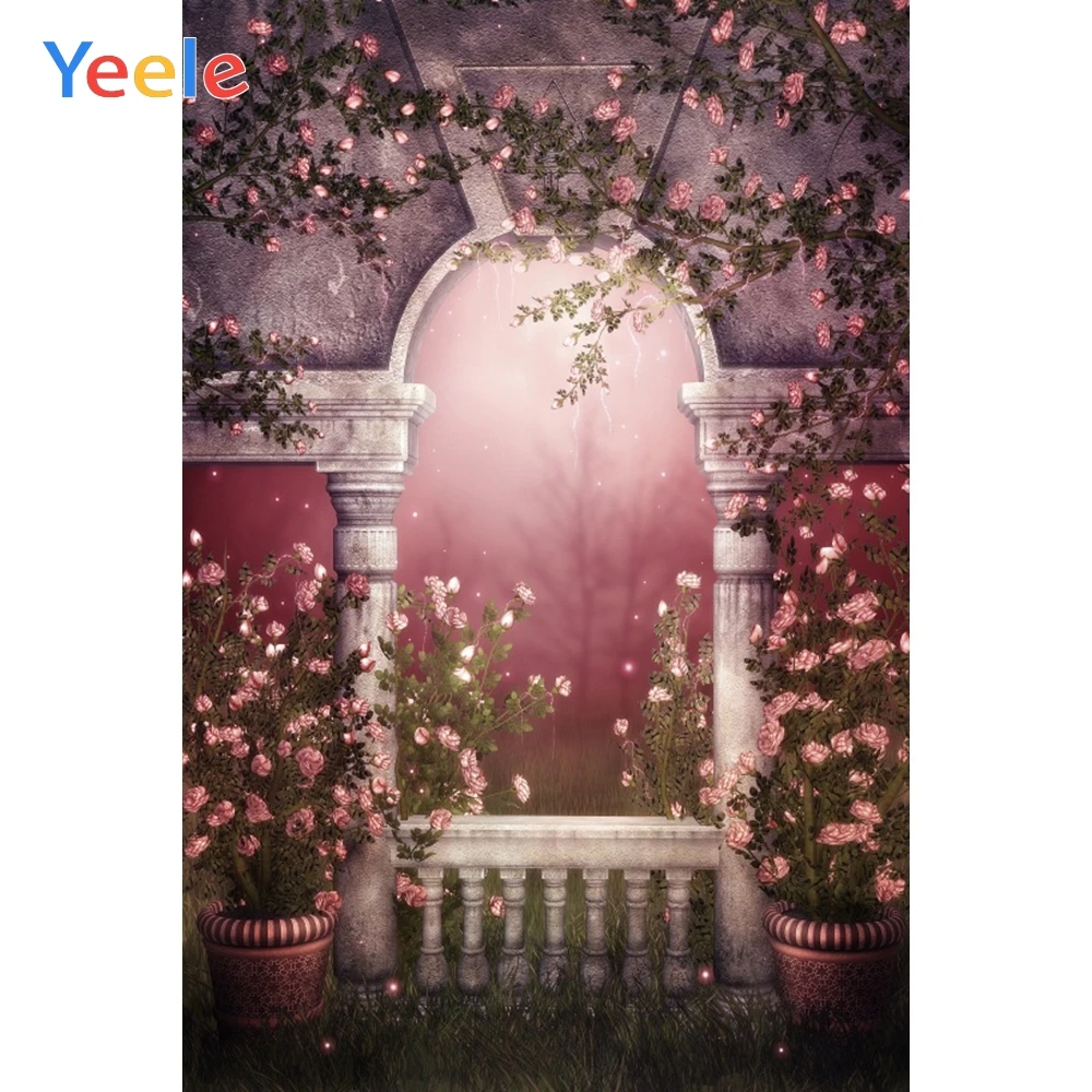 Розовые винтажные фоны Yeele для студийной фотосъемки с изображением ароки двери