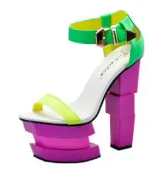 Neon yellow Sinsaut/женская летняя обувь, необычные туфли на высоком каблуке с ремешком на щиколотке, женская обувь на танкетке, пикантные вечерние босоножки на платформе - Цвет: Neon yellow