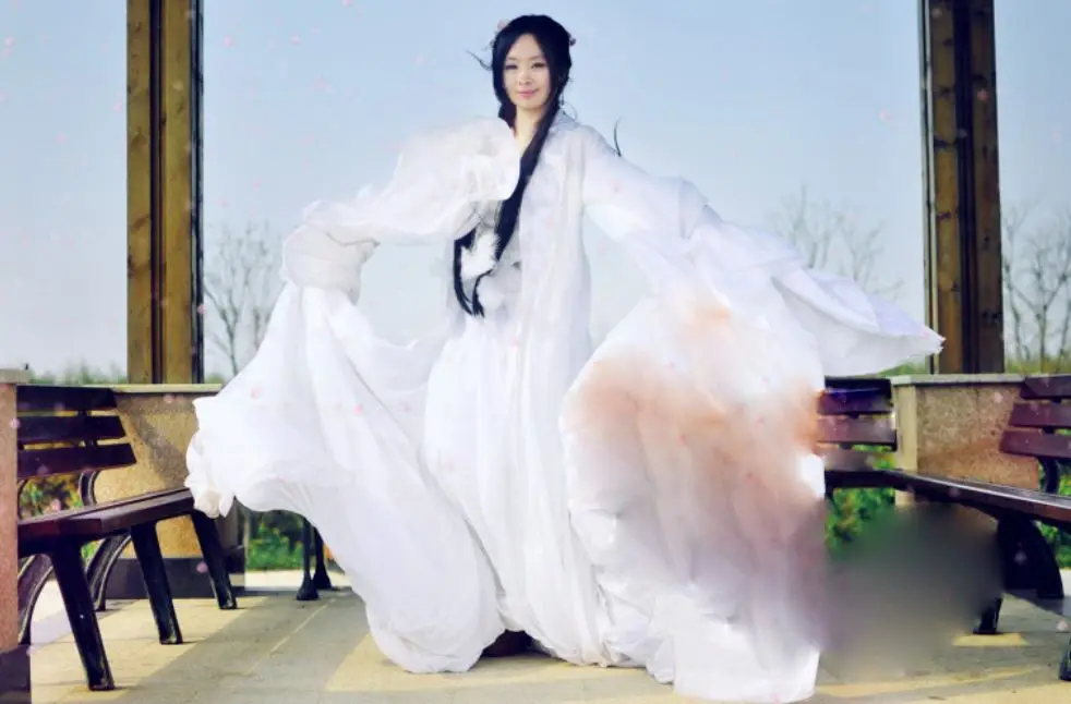 3 вида конструкций бай Цянь белого цвета с рисунком лисы костюм феи Hanfu с длинным рукавом cos ТВ играть десять миль из цветков персикового дерева кусты Косплэй Hanfu