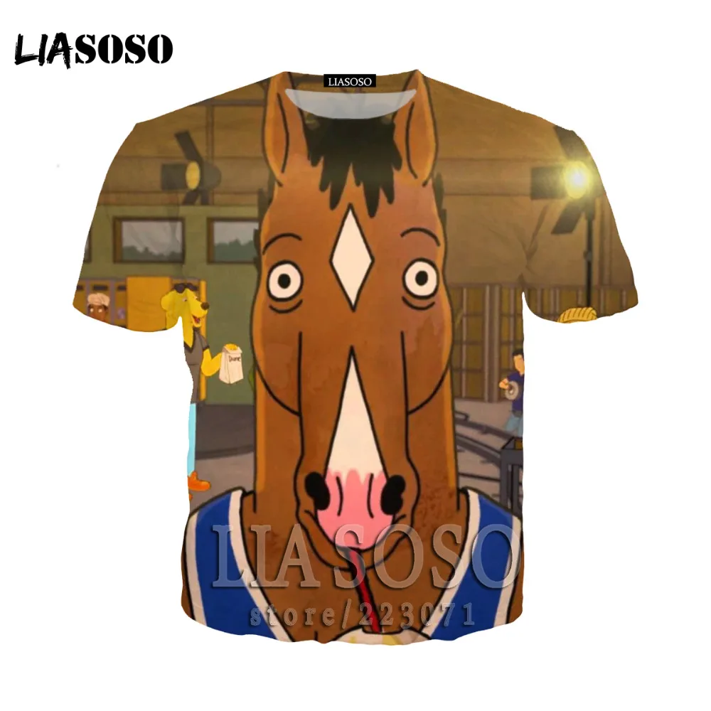 Футболка LIASOSO Конь БоДжек футболка Uomo Moda maschile O футболки uomo/donna 3D HO12|Мужские