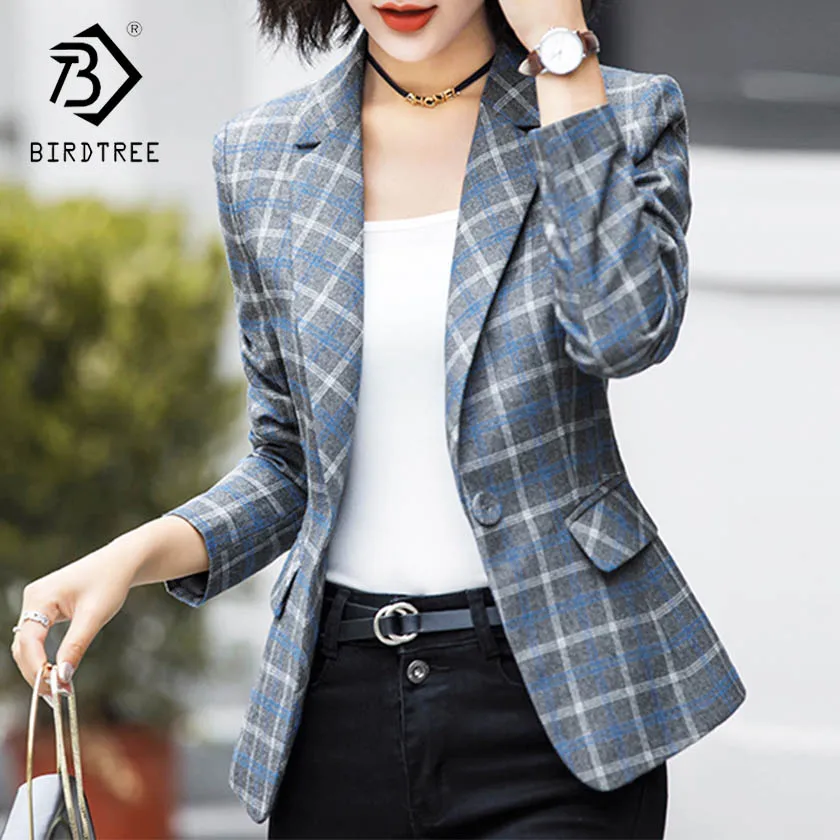 

2022 New Arrival Autumn Winter Women Striped Blazers Elegance Fashion Notched Pockets Full Sleeve Single Button Slim Hot C88912L