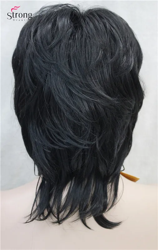 StrongBeauty короткий лохматый слоистый медный красный Классический колпачок полный синтетический парик женские парики выбор цвета - Цвет: 2 Natural Black