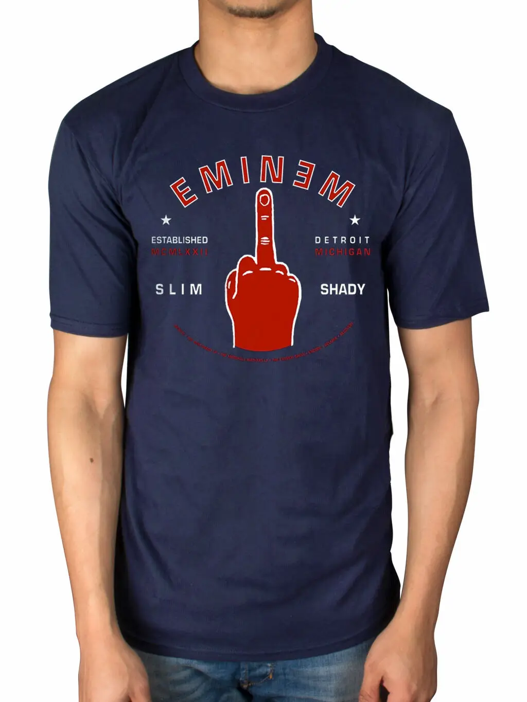 Мужская футболка Eminem Detroit Finger из 100% хлопка с кислотной атакой фристайл ручная