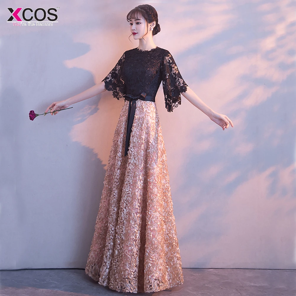 Robe De Soiree/2018 новое вечернее платье черного цвета с кружевом хаки длиной до пола