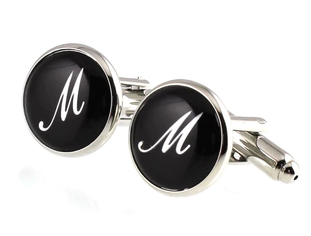 Мужские Запонки с надписью Капитал Sunnylink серебристо-черные запонки M3233 15 мм M N O P Q R