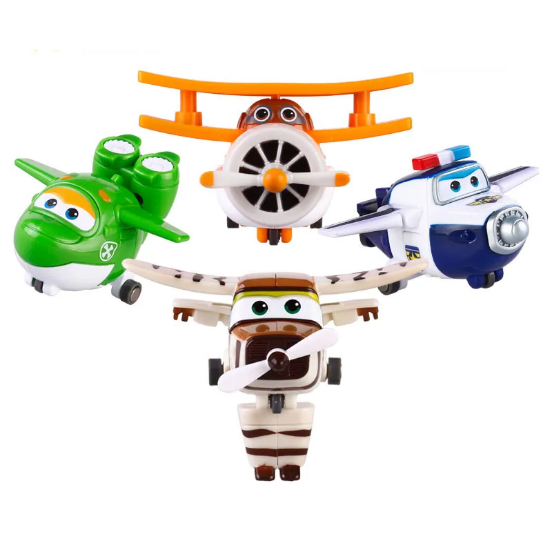 Лучшая продажа 6 см Супер Крылья ABS самолет Трансформация Робот Игрушки Роботы