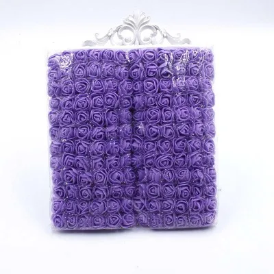 purple 144 шт 2 см мини-цветок розы из пены для свадебного украшения дешевый искусственный цветок Букет DIY Скрапбукинг вечерние цветы - Цвет: purple