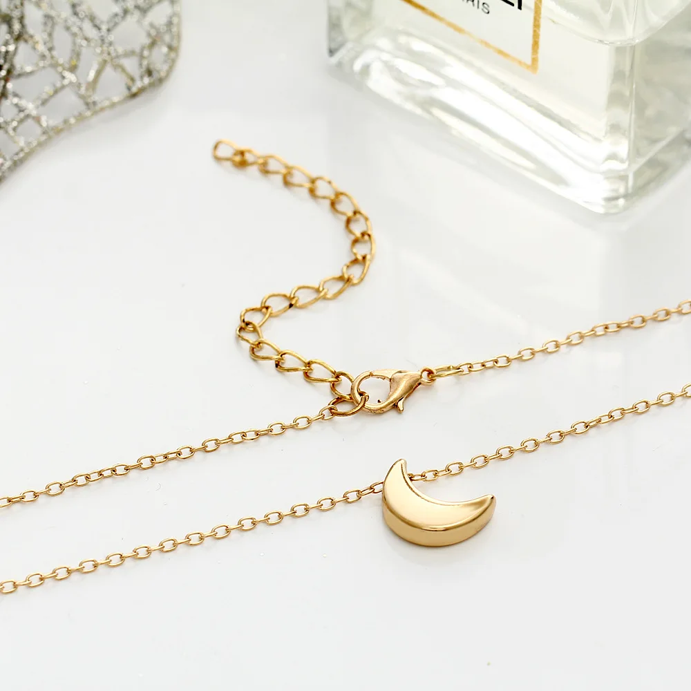 New Brand Temperament Fashion Necklace Moon Crescent Pendant Trendy Short Gifts For Women Gold Color Jewelry Choker | Украшения и