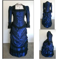 historycustomer made blue 1800s victorian dress 1860s civil war dress theater reenactor costume renaissance dress v 405