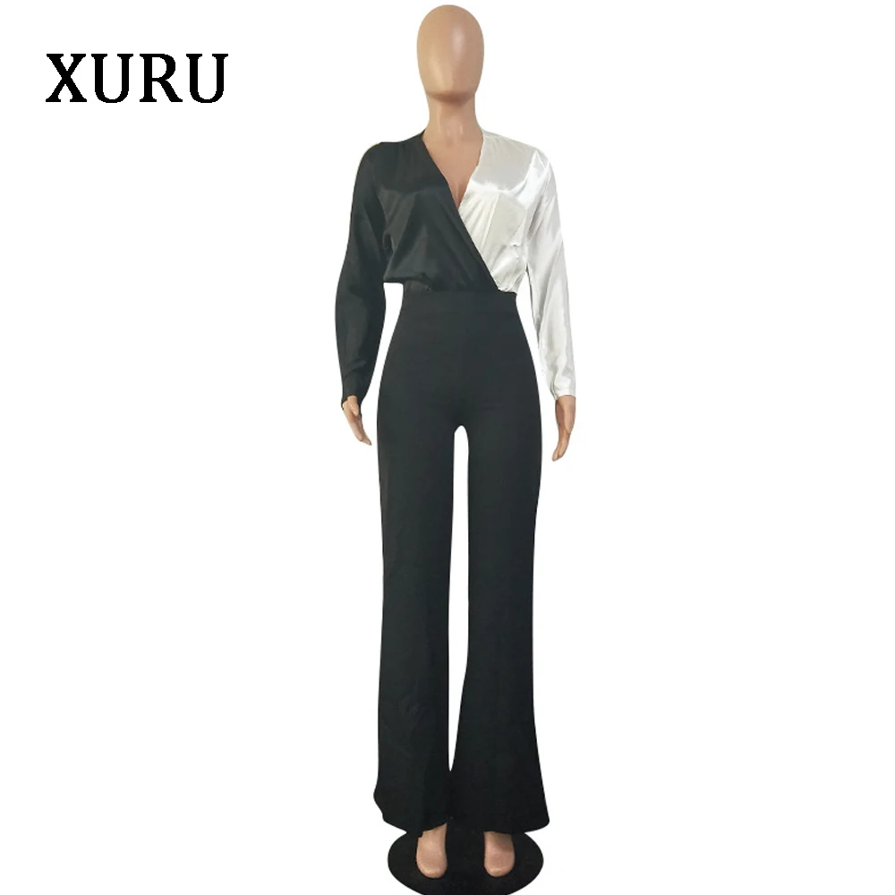 Женский комбинезон с V-образным вырезом длинным рукавом | Женская одежда