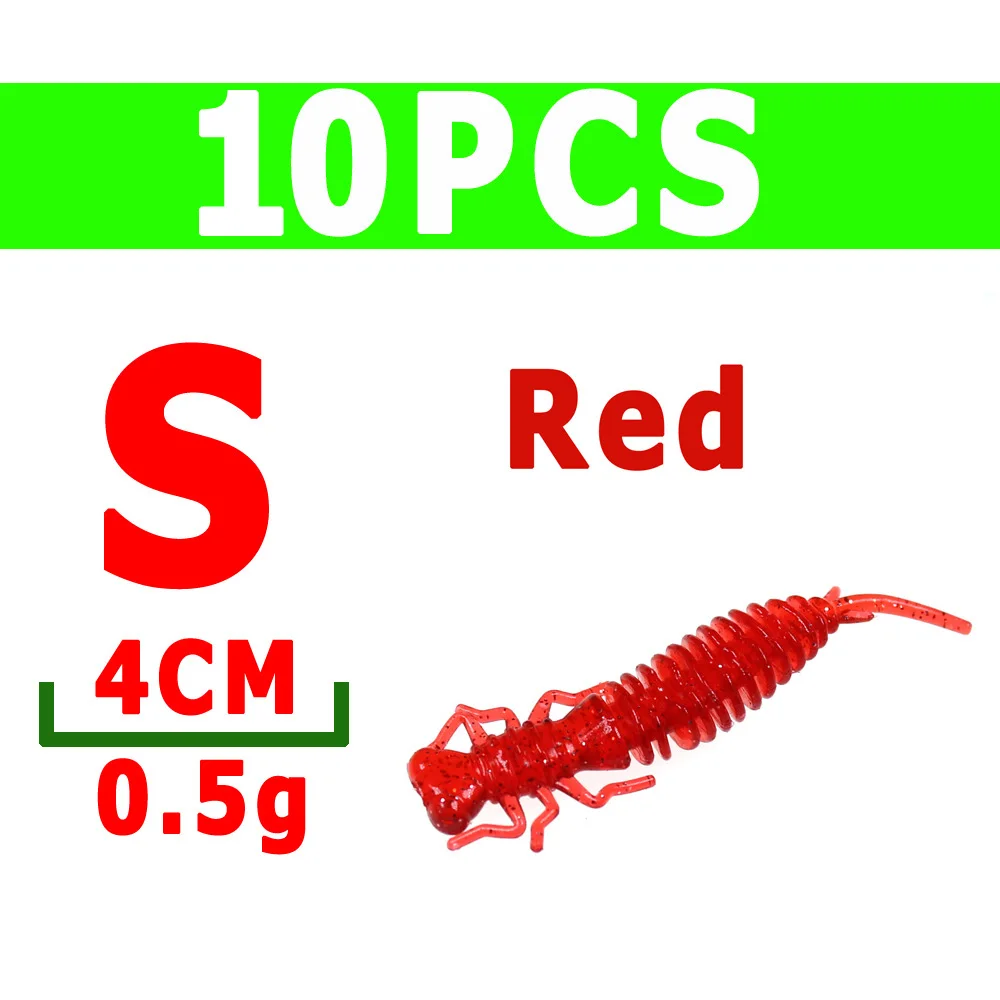 10pcs S red Wifreo 10 шт. Мягкая приманка личинка Стрекоза Нимфа муха для форели окунь панфиш Рыбалка насекомое приманка имитация приманки - Цвет: 10pcs S red