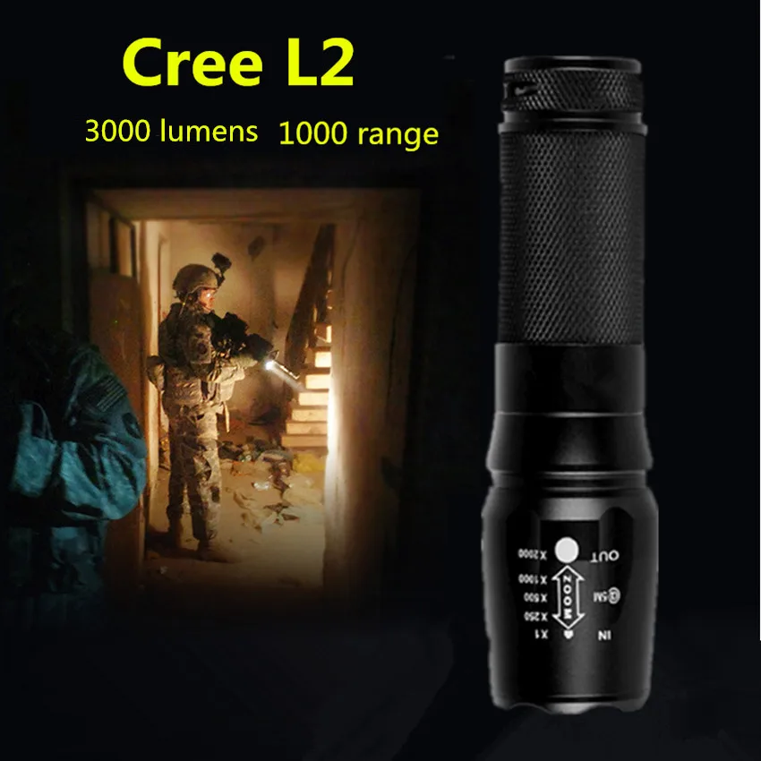3000 LM CREE XM-L2 СВЕТОДИОДНЫЙ Фонарик Водонепроницаемый 18650 Аккумулятор/Зарядное