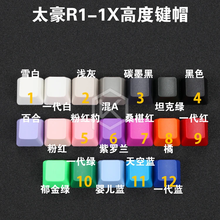 Taihao abs пустые колпачки клавиш чистые 1u 1x r1 для diy игровой механической клавиатуры