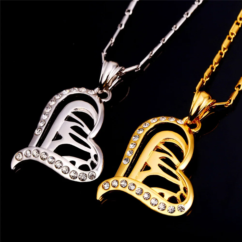 U7 Аллах Сердце Ожерелья И Подвески Исламские Ювелирные Изделия Для Женщин Мода