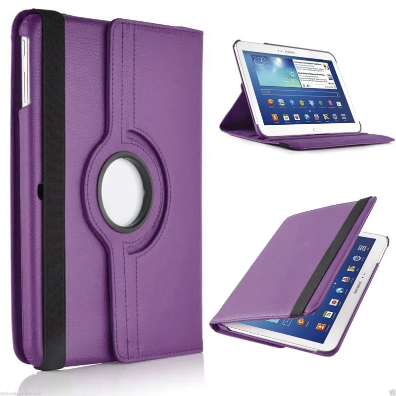 360 Вращающийся Кожаный чехол-книжка для samsung Galaxy Tab 3, 10,1 дюймов, P5200, P5220, P5210, SM-P5200, Tab3, 10,1 дюймов, чехол для планшета - Цвет: Фиолетовый