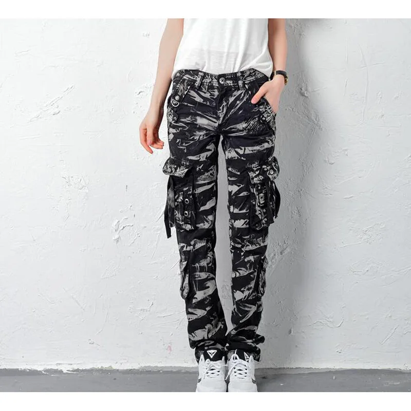 New women cargo pants trousers Straight overalls for womens camouflage pants