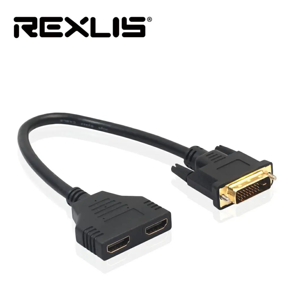Сплиттер кабель REXLIS DVI 24 + 1 переходник с штекером на двойной HDMI 2 гнездовой y
