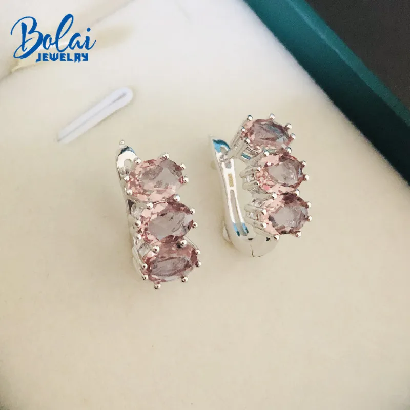 Женские серьги гвоздики из серебра 925 пробы с 3 камнями|Серьги-гвоздики| |