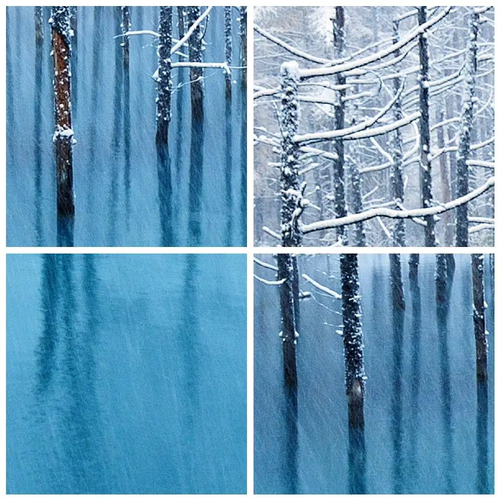 Синий белый современный минималистичный фон для фотосъемки Снежный пейзаж принт