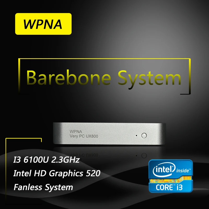 Ргнс офисный компьютер неттоп Barebone UX830 Intel Core i3 6100U HD Графика Iris 520 4 К HDMI WI-FI Оконные