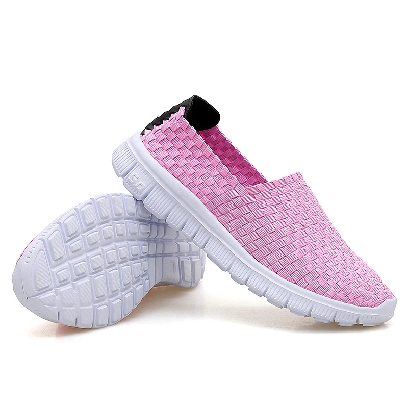 Туфли женские однотонные на плоской подошве повседневные плетеные лоферы без