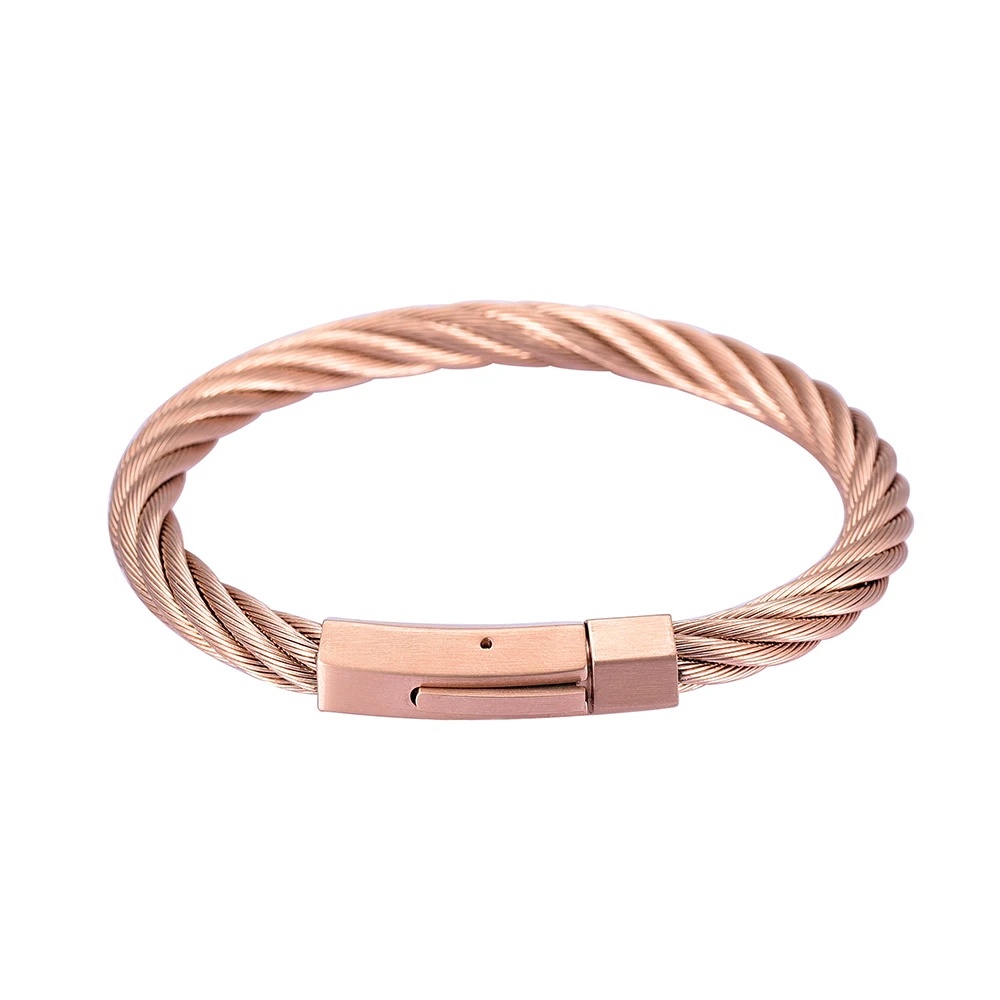 

IJB529 Steel/Rose Gold/Gold/Black Color Blank Engravable Twisted Wire Cuff Bangle 316L Stainless Steel Bangle for Women Men