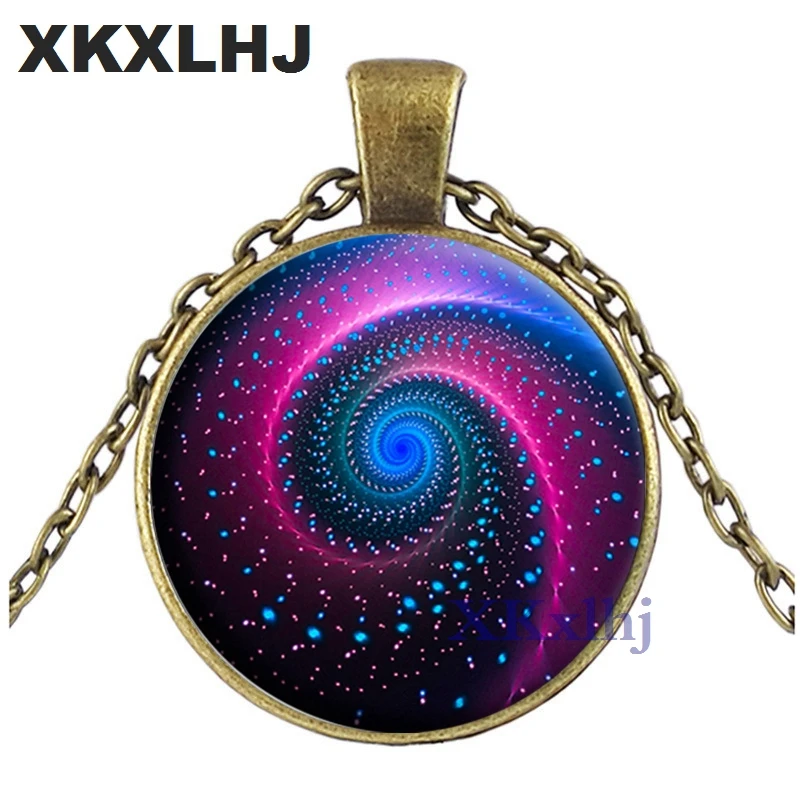 

XKXLHJ Vintage Galaxy Statement Necklace Women Choker Charms Nebula Space Glass Cabochon Pendant Black Plated Necklaces Jewelry