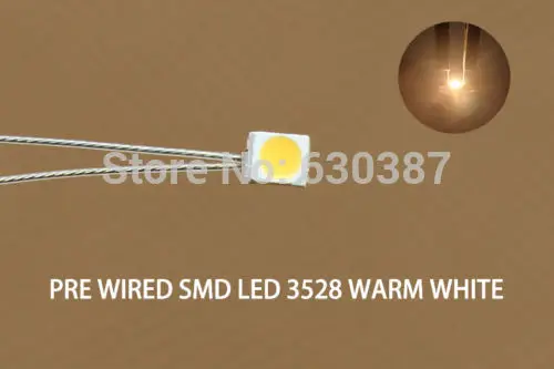 Предварительно припаянные Проводные микро ленты T3528WM 20 шт. теплый белый